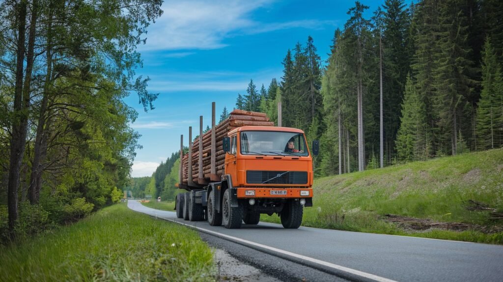 Camion de grumes sur la route